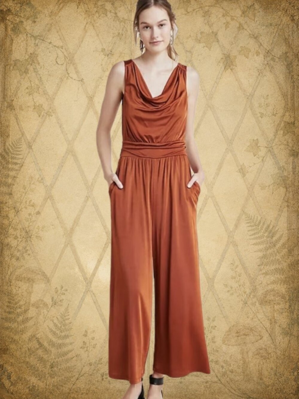 🍄50% ANTHROPOLOGIE Orange Jumpsuit sz S